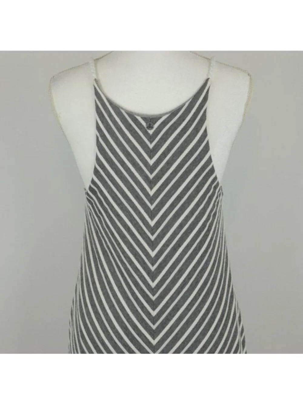 Prana Seacoast Women's Medium Gray & White Striped Cotton Racerback A-Line Dress